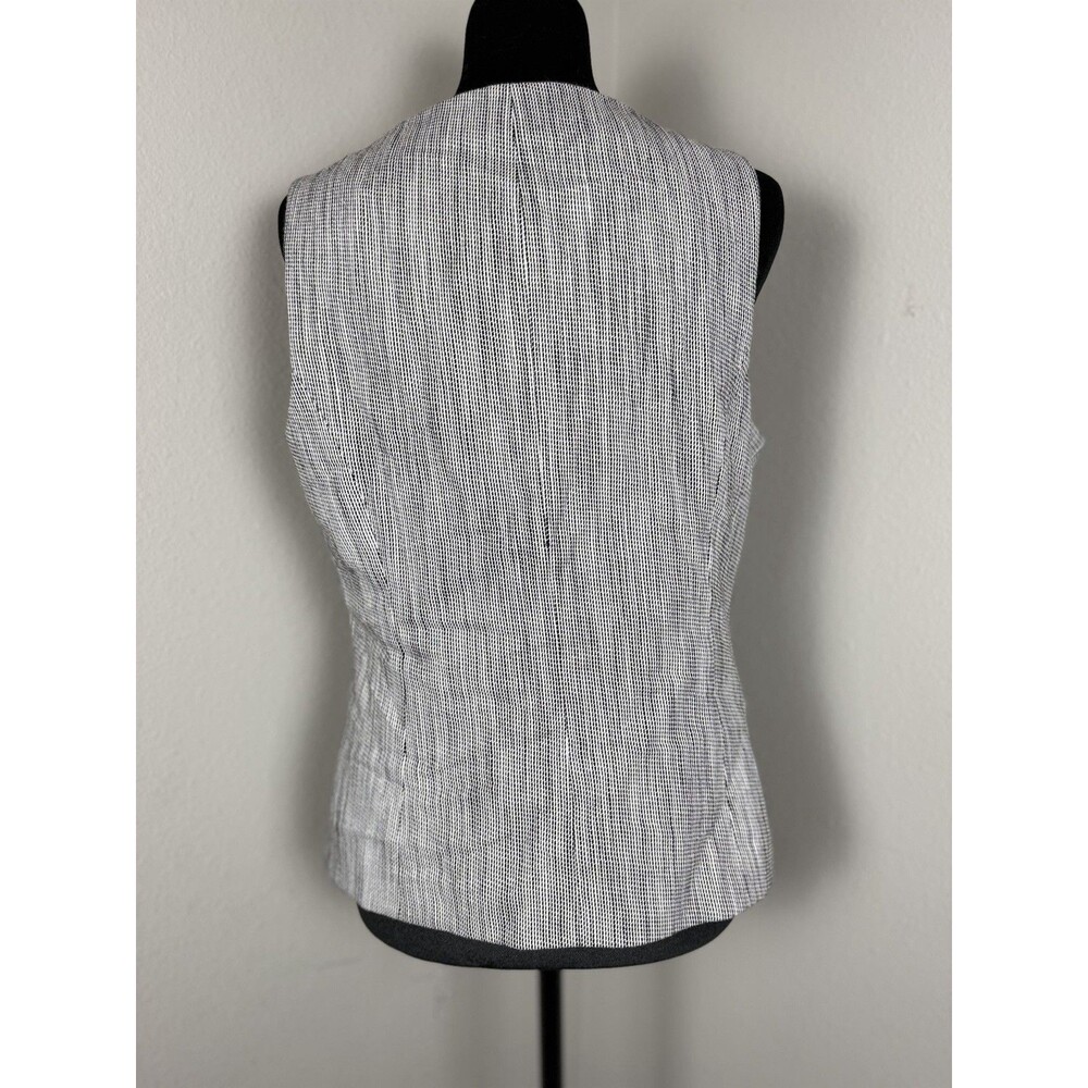 Express Black & White Textured Button Front Vest –Sleeveless Tailored – Size M - Picture 5 of 11